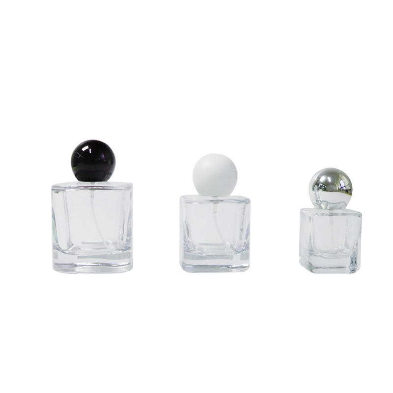 30 ml 50 ml 100 ml transparente firkantede parfymeflasker i glass med tykk bunn